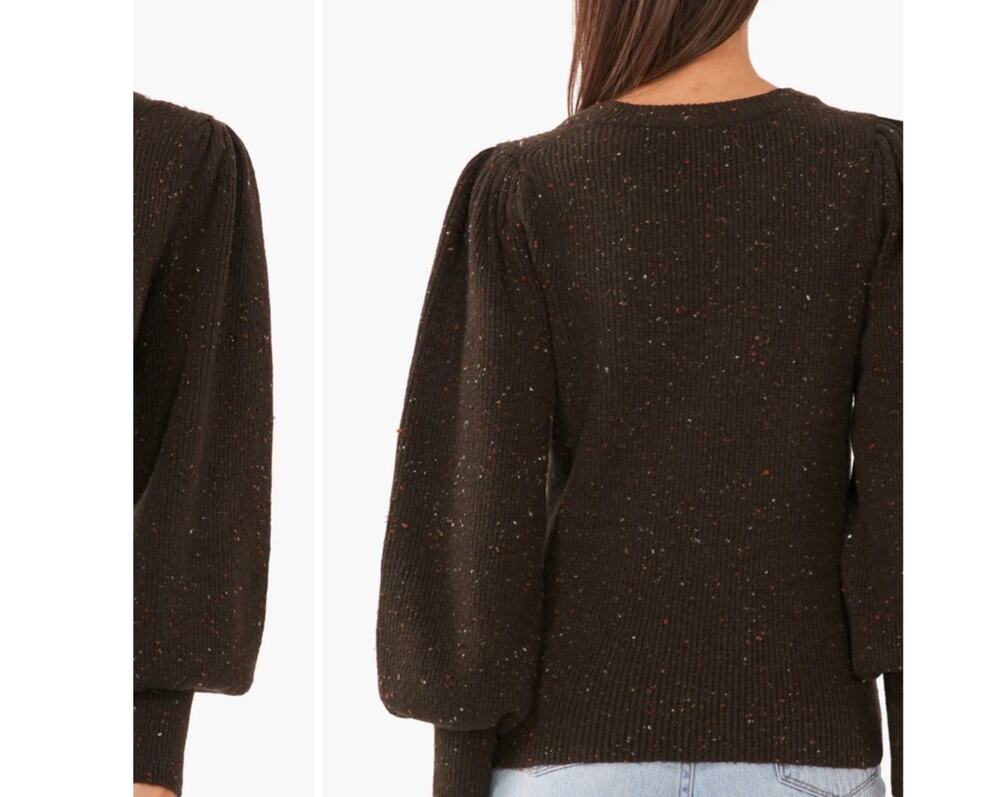 1.State Balloon Sleeve Brown Speckled  Sweater XL